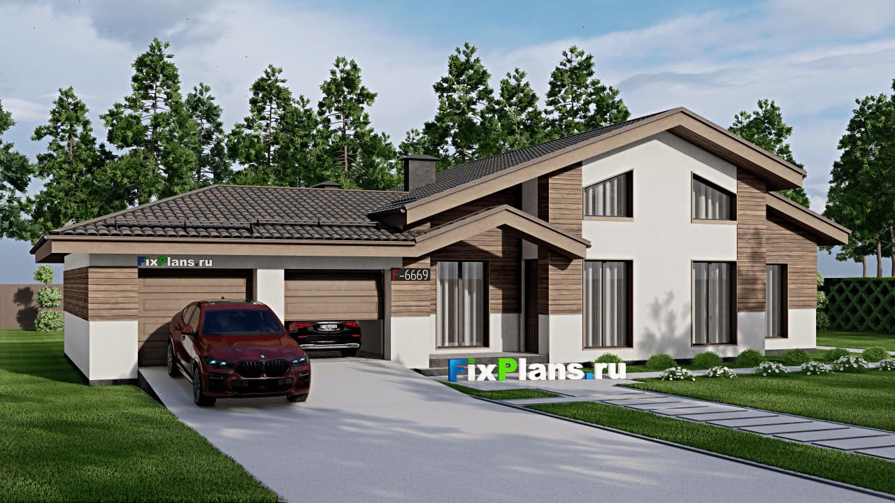 Одноэтажный дом F-6659 — фасад