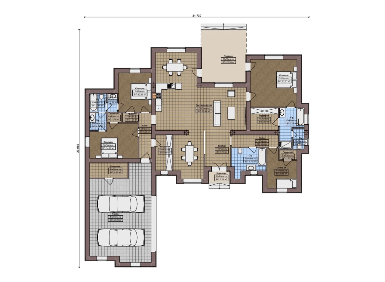Планировка Одноэтажный дом F-17306