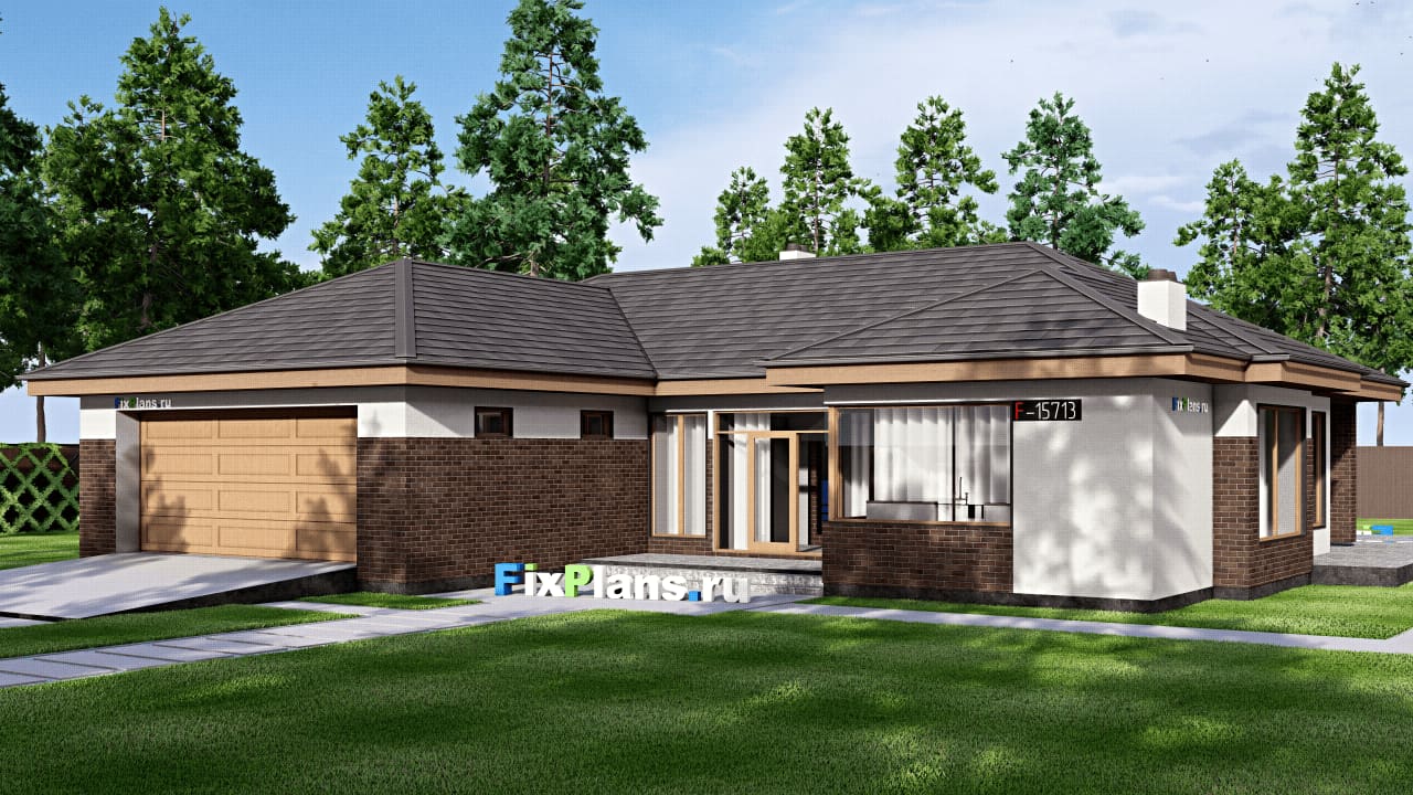 Одноэтажный дом F-15713 — фасад
