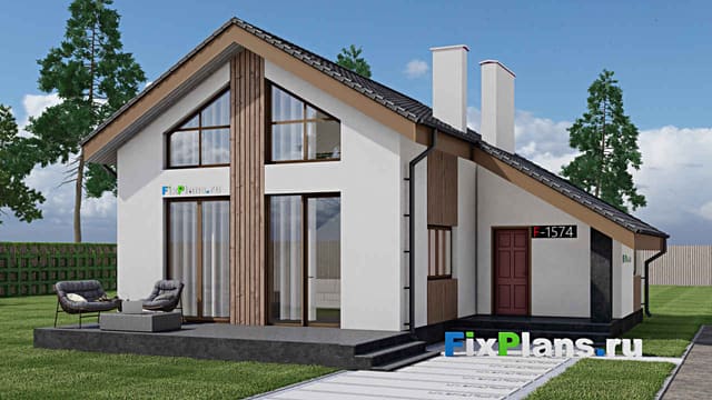 Одноэтажный дом с мансардой  F - 1574