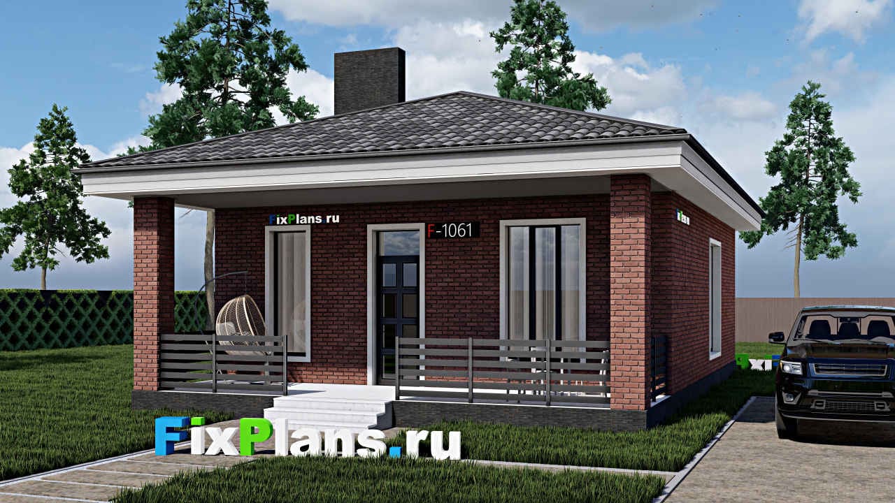 Одноэтажный дом F - 1061 — фасад
