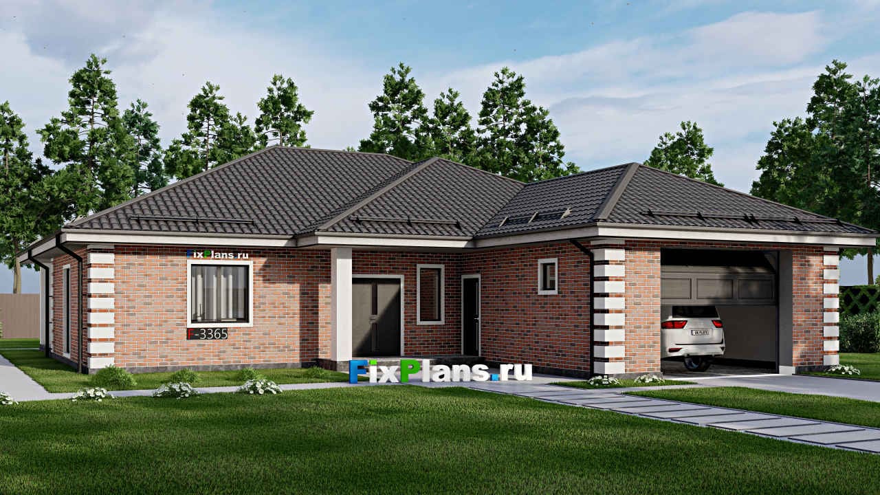Одноэтажный дом F-3365 — фасад