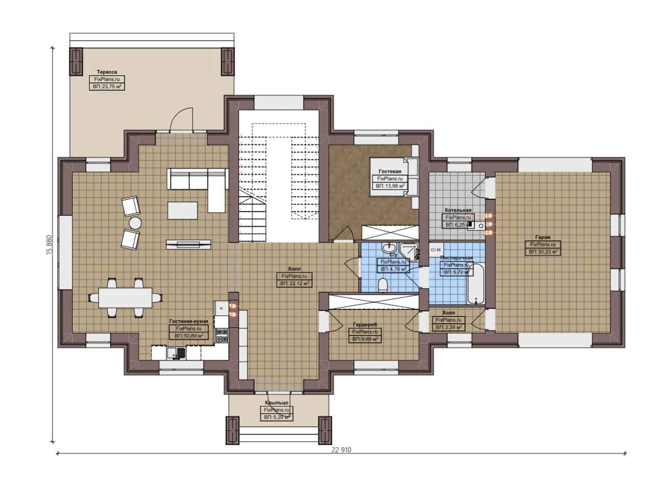 Планировка Двухэтажный дом F-4436