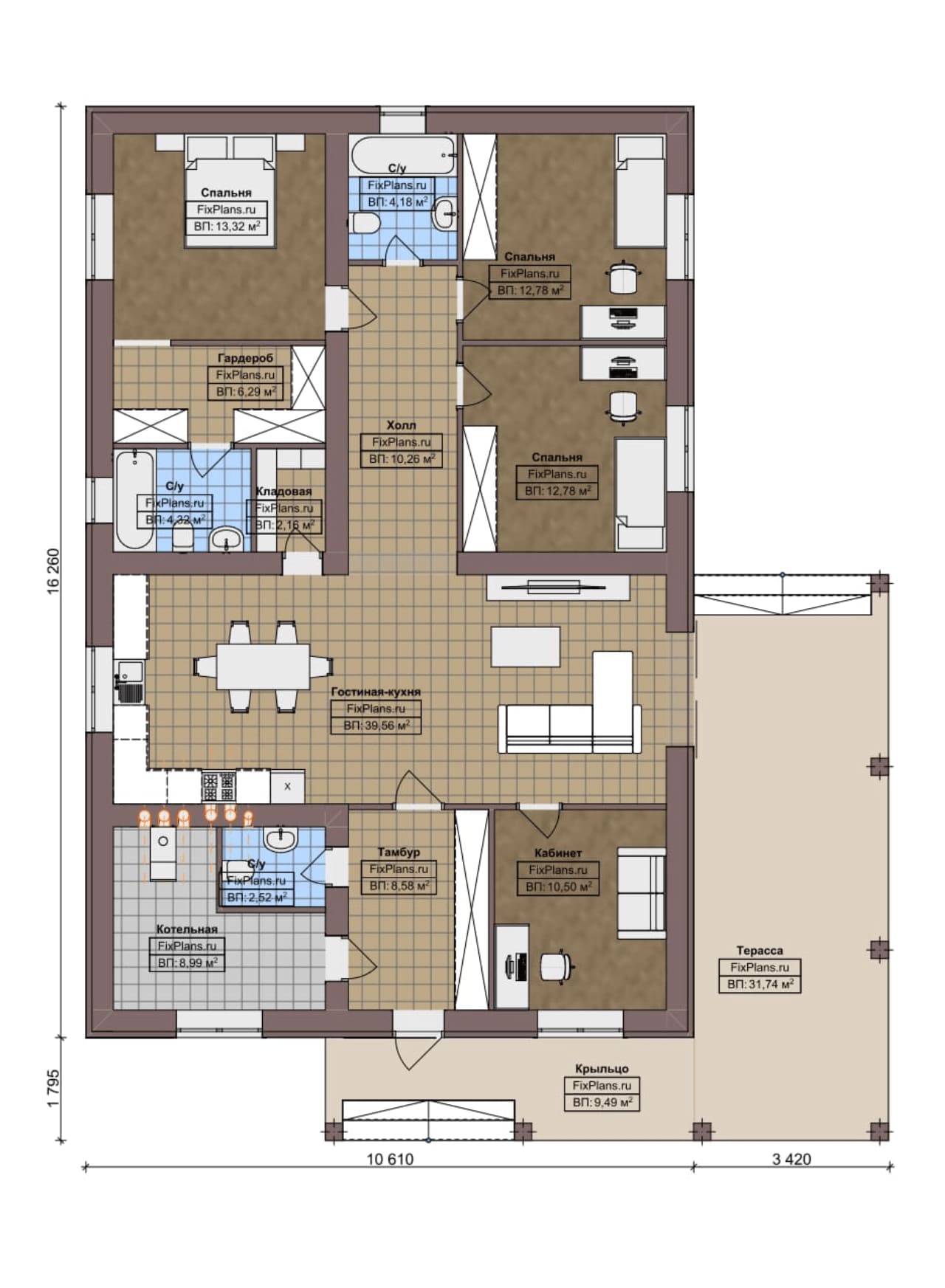 Планировка Одноэтажный дом F-5039